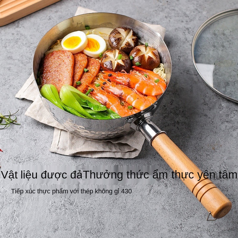 Chảo chống dính tuyết nhật bản chảo dày inox 430 nồi nhỏ đựng sữa gia đình bổ sung thức ăn bổ sung nồi nấu phở net nồi ă