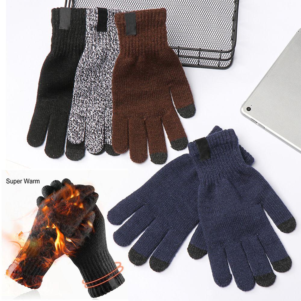 June Găng Tay Len Dệt Kim Có Thể Chạm Màn Hình Cảm Ứng Thời Trang Thu Đông Mới