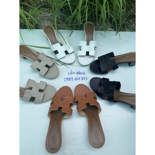 Dép Guốc H cao gót quai chữ H gót vân gỗ 5 phân quai da gót cao loại đẹp viền lỗ và viền trơn