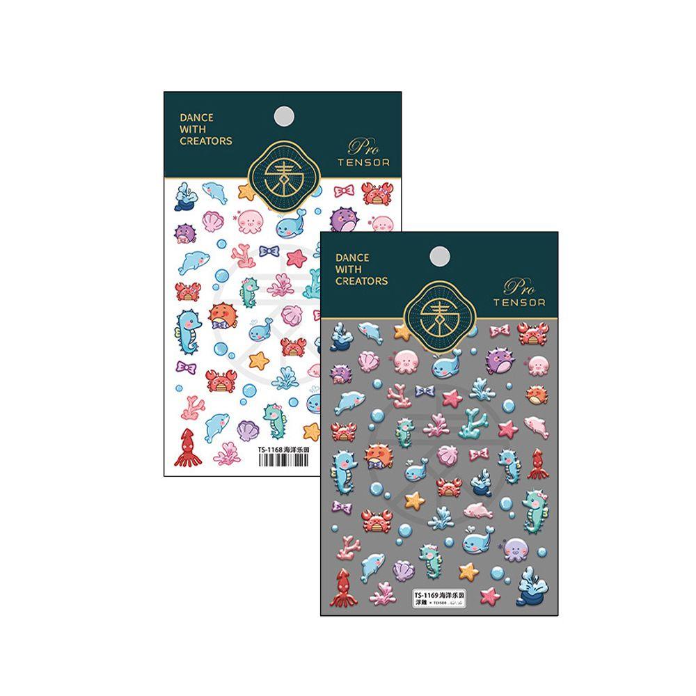 [Hàng mới về] Nhãn dán móng tay 3D phong cách hải dương Trung Hoa hoạt hình thời trang