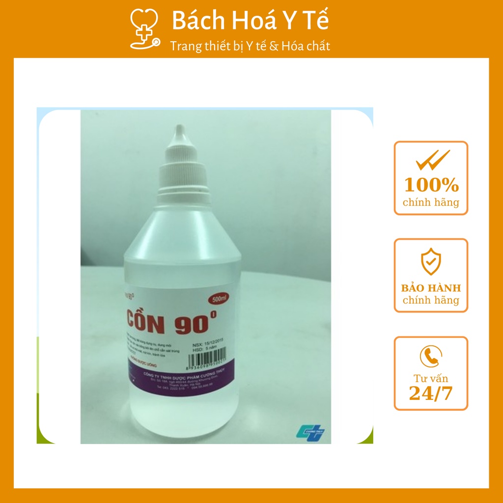 Cồn y tế sát trùng 90 độ chai 500ml ( Sát khuẩn, sát trùng vết thương) Thuận Phát, sử dụng trong y tế.