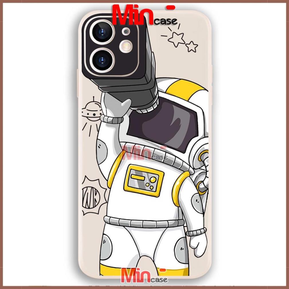 Ốp lưng iPhone Phi hành gia cạnh viền vuông silicon dẻo cho iphone 6/6s/7/8/X/XS/11/12/13 Pro Plus Max cute dễ thương