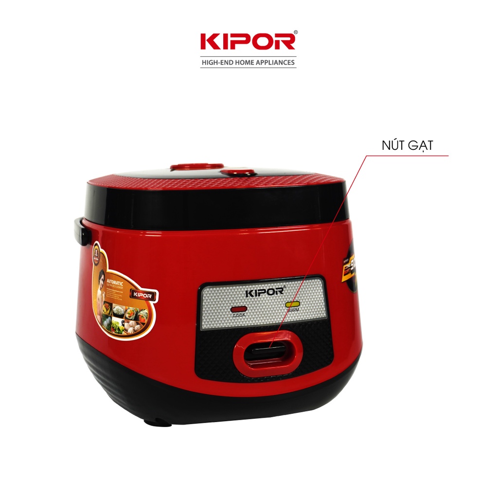 Nồi cơm điện KIPOR KP-N86918-1.8L-Lớp chống dính TEFLON cao cấp, lòng nồi niêu dày 3mm 1kg-Bảo hành tại nhà 12 tháng