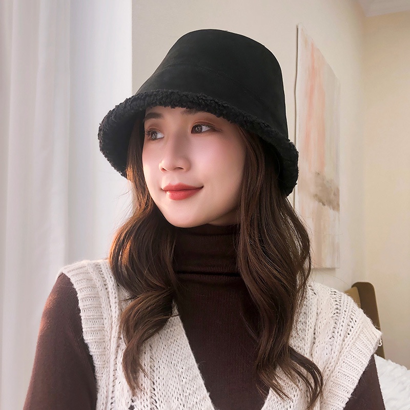 Mũ Bucket Lông Cừu Hai Mặt Thời Trang Thu Đông Dành Cho Nữ