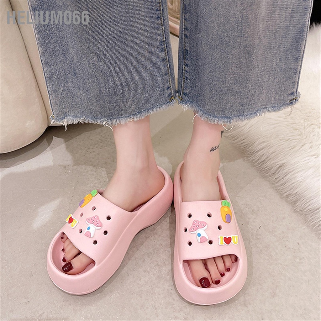 Helium066 Dép đi trong nhà hoạt hình dễ thương cho nữ không thấm nước EVA thông thường mềm mại trượt bữa tiệc bãi biển mua sắm