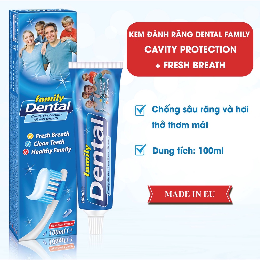 Kem đánh răng dành cho gia đình Dental Family - Nhập khẩu từ Châu Âu - 100ml