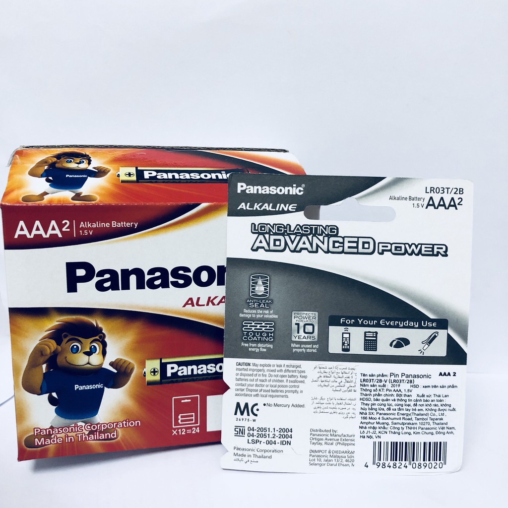 ✅ Pin Tiểu 3A (AAA)- Panasonic Alkaline (Vỉ 2 Viên), Pin Thật - Chính Hãng -VT0039