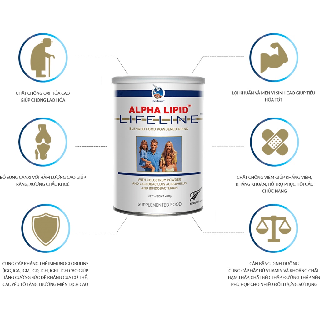 Sữa non Alpha Lipid USA 450g - Giúp tăng sức đề kháng, phục hồi nhanh sức khỏe