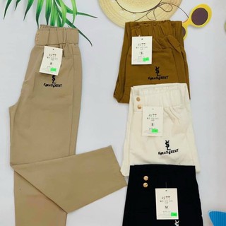 Quần đũi nữ dáng baggy cạp chun thêu chữ siêu đẹp