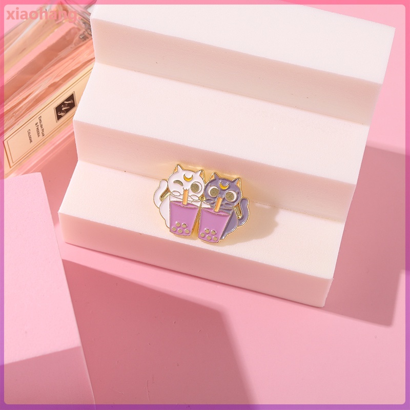 Ghim cài áo hình mèo và cốc nước dễ thương cho nữ