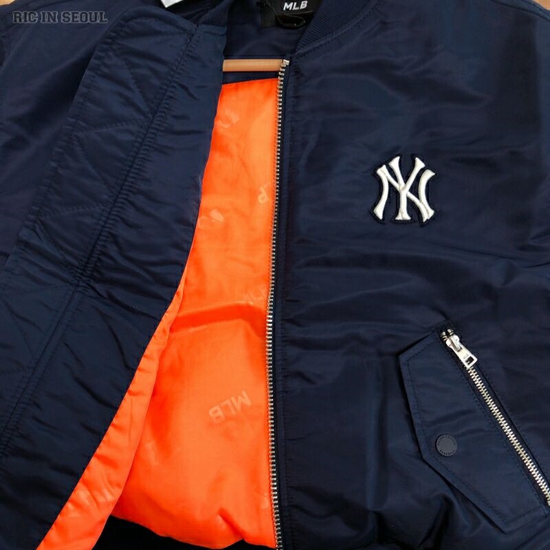 Áo Khoác Gió Thêu Logo MLB NY Màu Trơn Phối Khóa Kéo Cá Tính Cho Nam Và Nữ