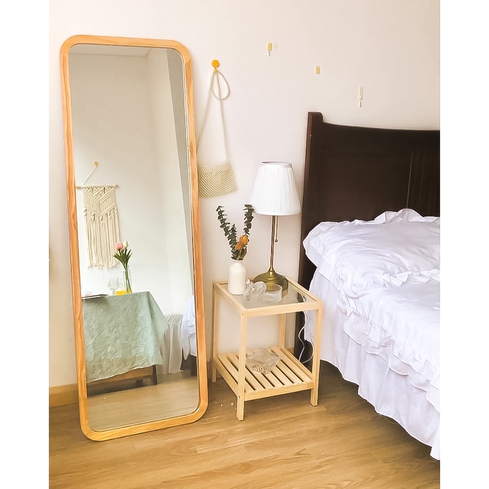 Gương soi toàn thân khung gỗ treo tường bo góc decor nịnh dáng kích thước 50x160cm guonghoangkim mirror KG0001