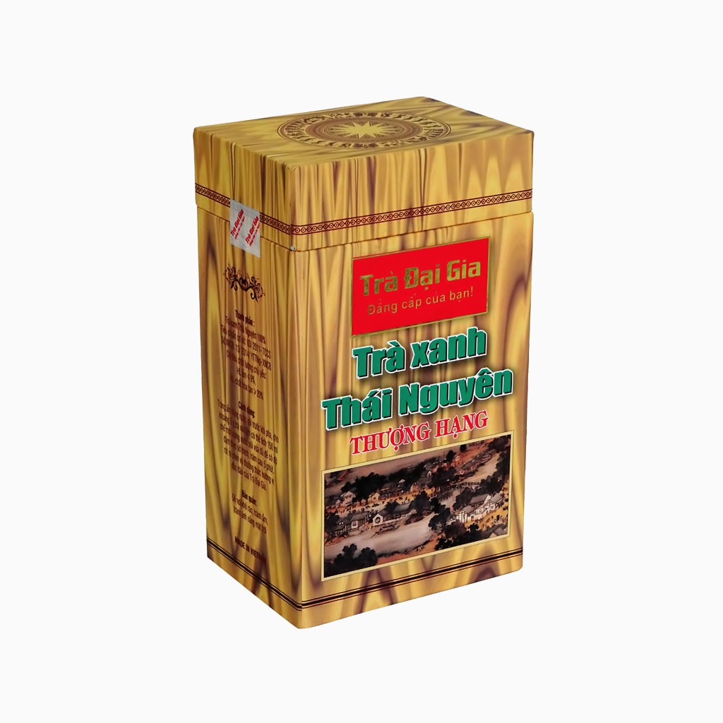 Trà Xanh Thái Nguyên Thượng Hạng 300g - Trà Đại Gia (hộp chữ nhật vân gỗ)