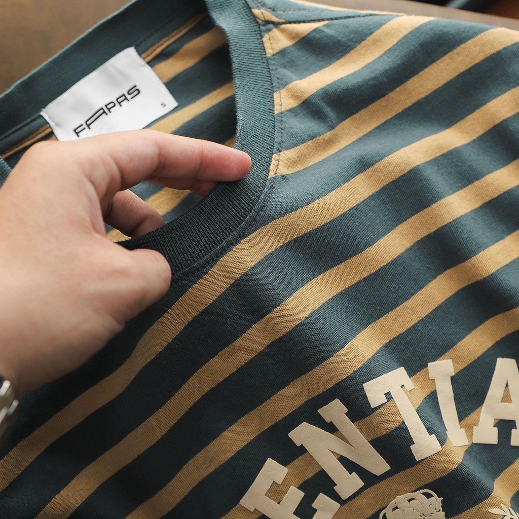 Áo Thun Nam Bubble Họa Tiết Sọc Ngang Chất Vải Cotton Mềm Mịn Thấm Hút Tốt Form Chuẩn - FAPAS