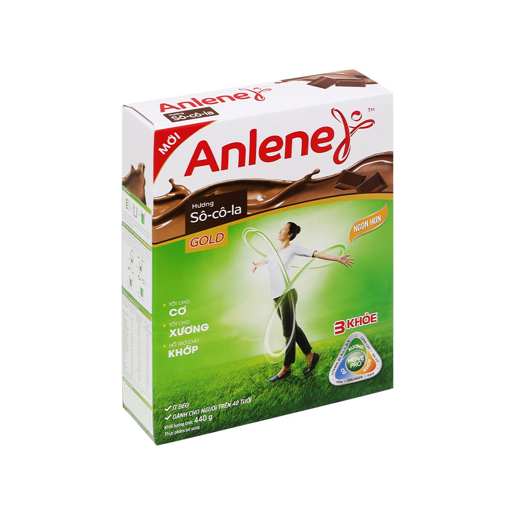 Sữa bột Anlene Gold Movepro socola hộp 440g (trên 40 tuổi)