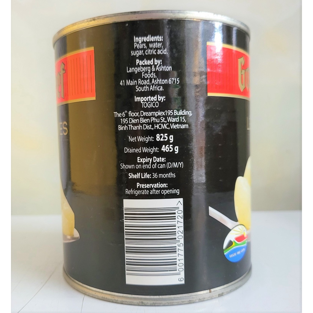 [Hộp 825g] LÊ NGÂM NƯỚC ĐƯỜNG [South Africa] GOLDREEF Pear Halves in Syrup (tgc-hk)