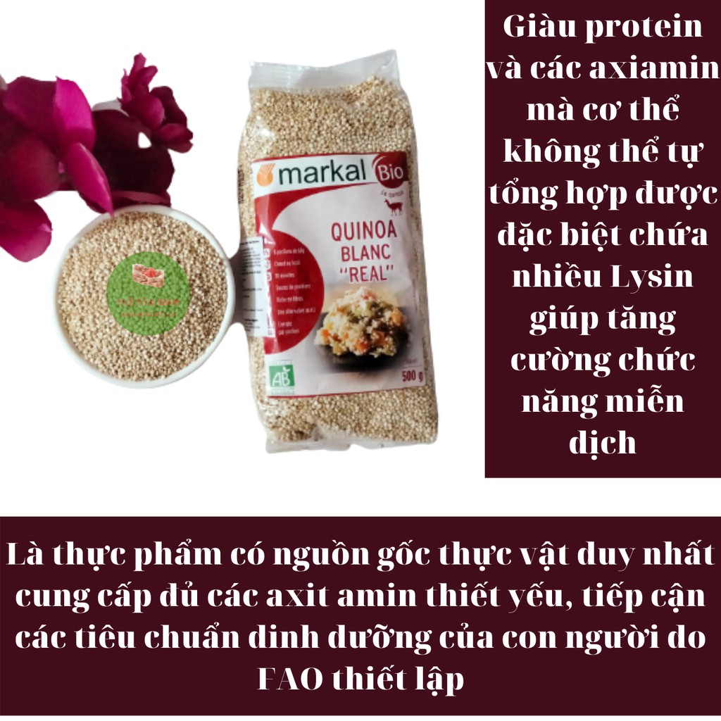 [Sale] 500gr Hạt Diêm Mạch Quinoa Trắng Hữu Cơ Có Chứng Nhận Markal Làm Sữa Nấu Ăn Hay Làm Đồ Ăn Dặm