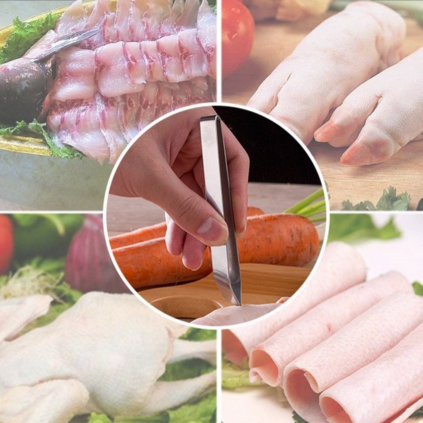 (Hàng Mới Về) Nhíp Gắp Lông Gà / Thức Ăn Đa Năng Bằng Thép Không Gỉ