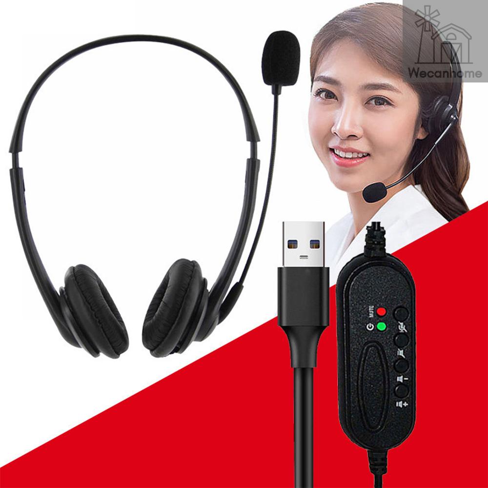 Tai nghe chụp tai khử tiếng ồn có micro + nút điều chỉnh âm lượng/tắt tiếng dây cắm USB máy tính/laptop tại văn phòng | BigBuy360 - bigbuy360.vn
