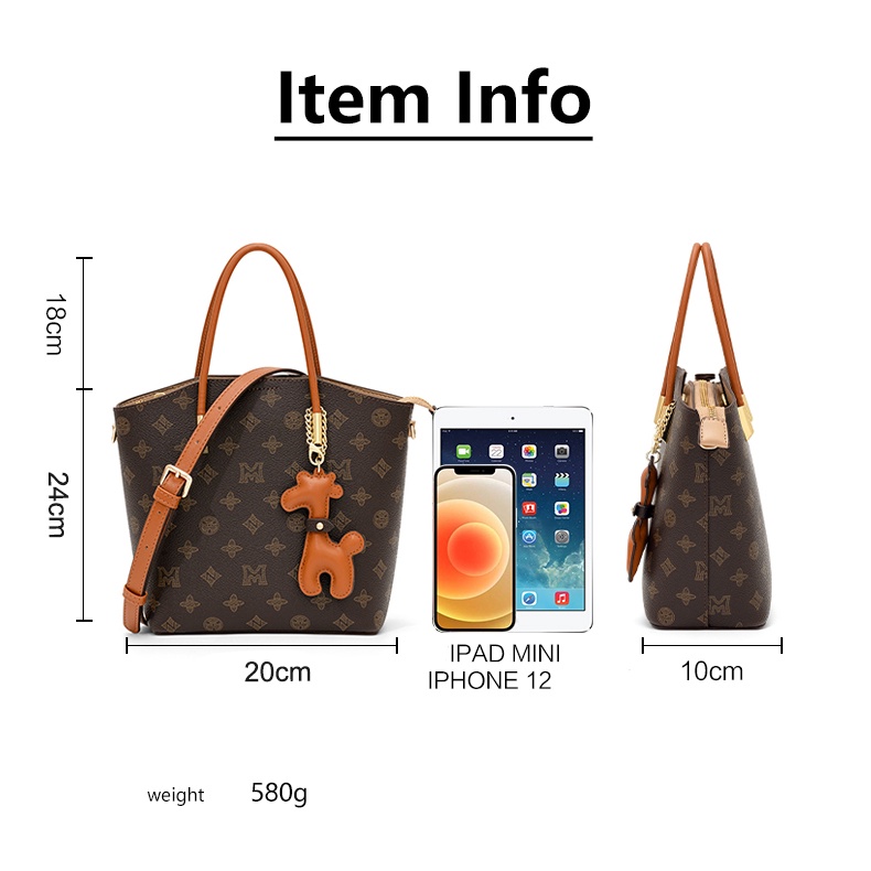 Túi xách nữ da PU cao cấp họa tiết monogram thời trang hàn quốc vintage vừa size A5 Y6918