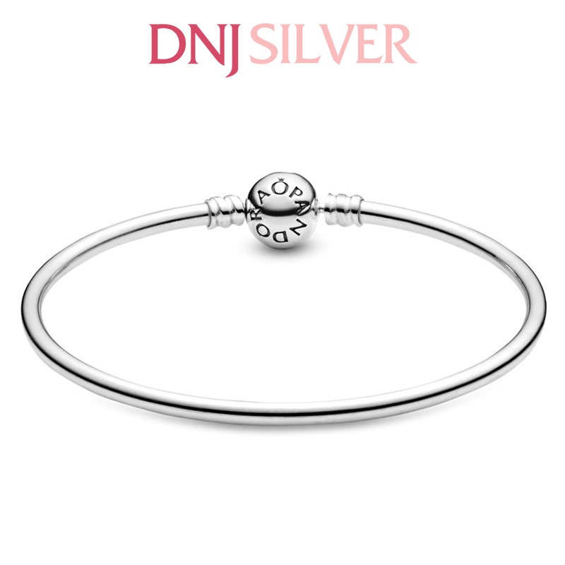 Vòng tay bạc 925 cao cấp - Mẫu vòng Bangle, loại vòng cứng chốt tròn, có thể mix thêm hạt charm vào vòng theo ý thích