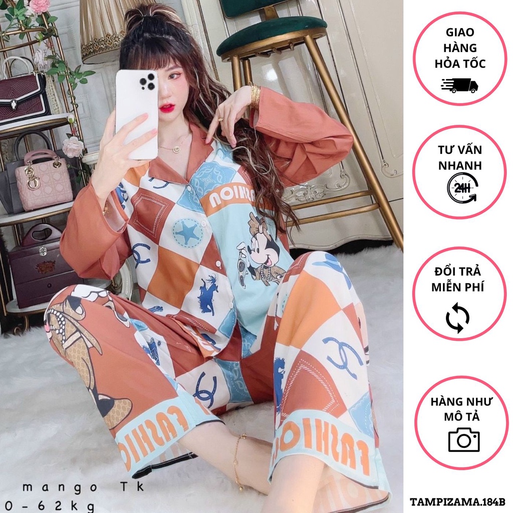 Đồ Bộ Pyjama Tay Dài Quần Dài Thiết Kế 5D Sang Chảnh , Đồ Bộ Ngủ Đẹp Sang ( Ảnh Thật )