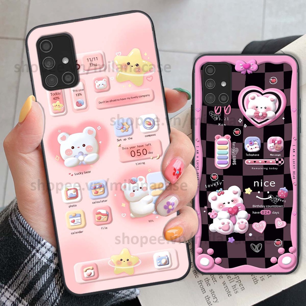 Ốp Samsung A31 / A51 / A71 hình đồng hồ icon gấu mèo cute cực dễ thương ngộ nghĩnh