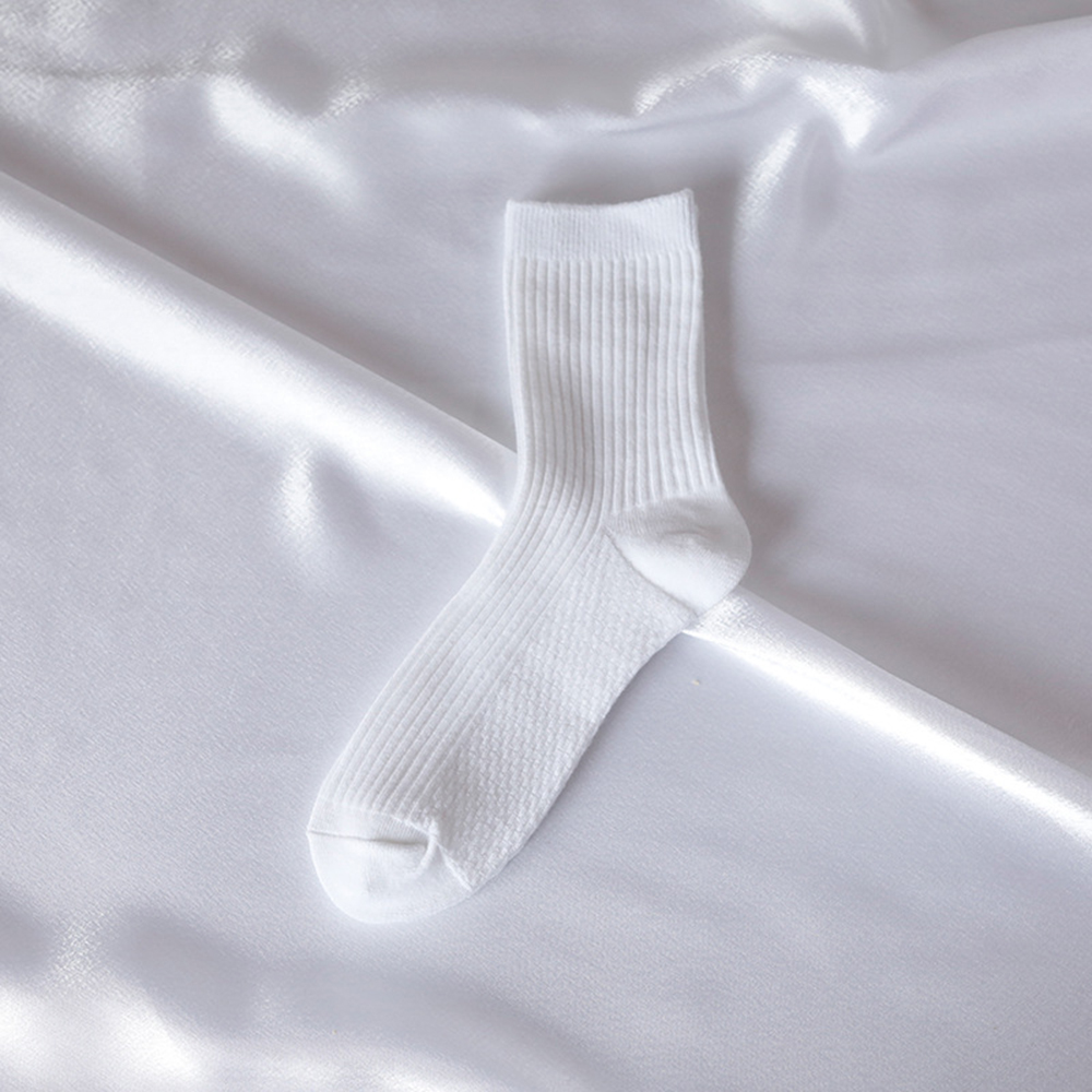 woman simple Cute Summer Thin Trendy Black White Socks Breathable Comfortable Cotton Tube Stockings
