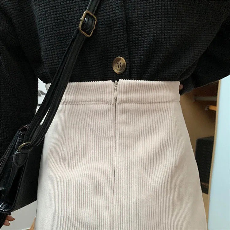 [Mã FAMAYWA giảm 10K đơn 50K] Chân Váy Chữ A Corduroy Nhung Tăm Lưng Cao Xẻ Tà Thu Đông Hot Trend - MSP B01 | BigBuy360 - bigbuy360.vn