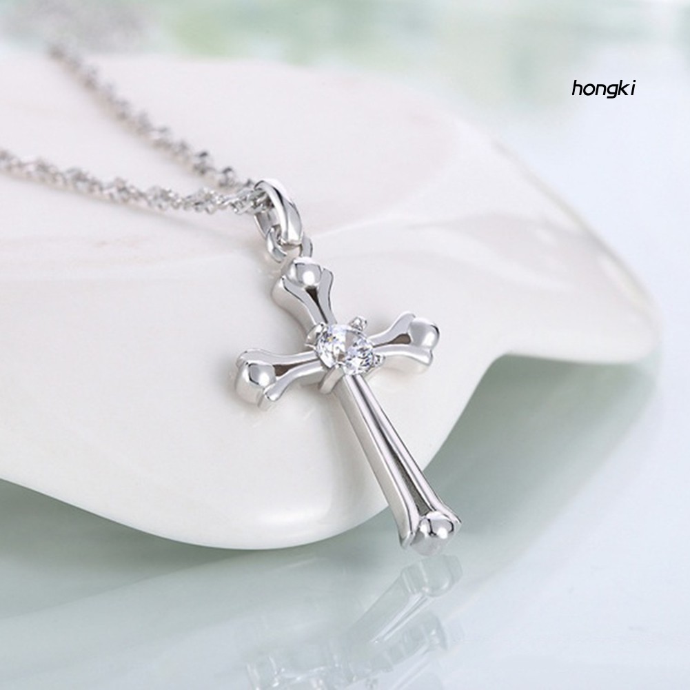 Mặt dây chuyền hình cây thánh giá đính đá zircon thời trang cho nữ