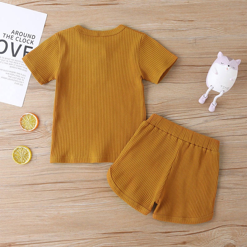 Combo bộ đồ bé gái trai 1-6 tuổi tay ngắn Màu Trơn Phối Áo Thun quần đùi set mùa hè thời trang cho bé trẻ em