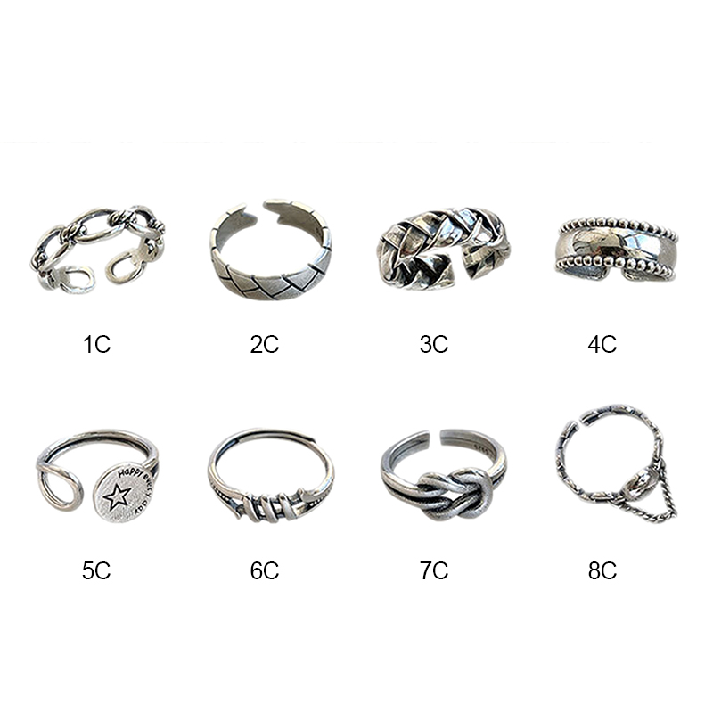 Nhẫn Bạc 925 Phong Cách Retro Hàn Quốc Độc Đáo