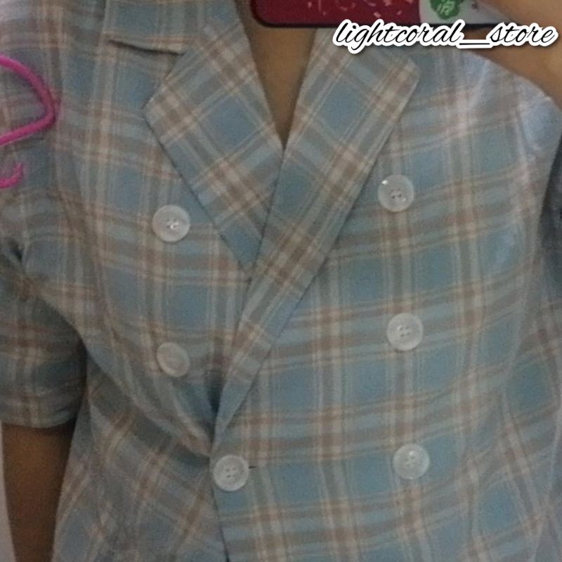 (ORDER) Áo khoác blazer Quảng Châu kẻ xanh blue nhạt mát mẻ mùa hè mẫu mới tay lỡ form dài (ảnh thật) | BigBuy360 - bigbuy360.vn