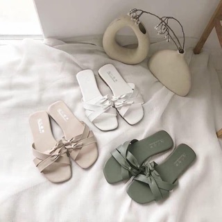 Dép Lê Đan Chéo Nơ Xinh Đế Con Gấu ( hàng có sẵn,full hộp)