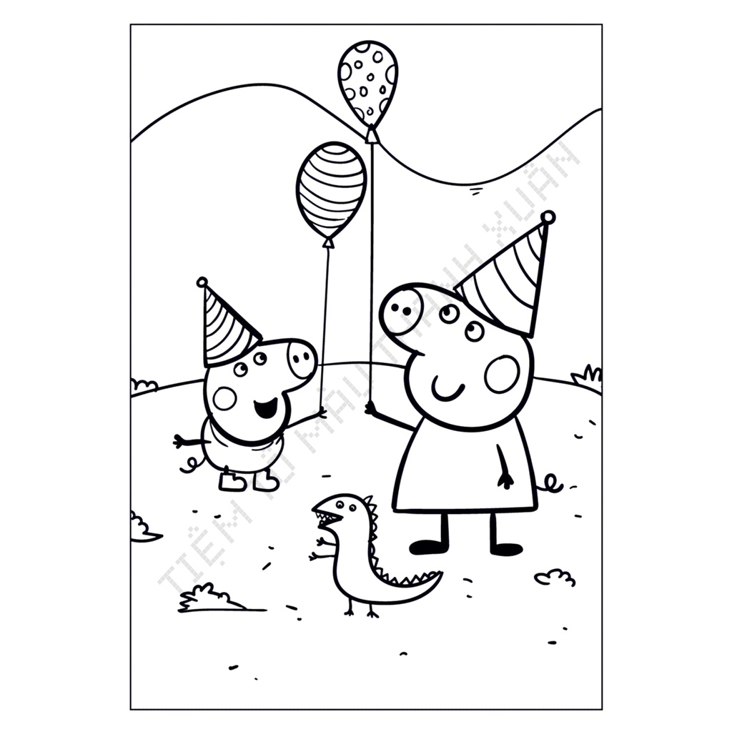 Set 10 Tờ Tranh Tô Màu Hình Heo Cute Cho Bé Tô Màu Sáp, Màu Chì - Tiệm Tô Màu Thanh Xuân