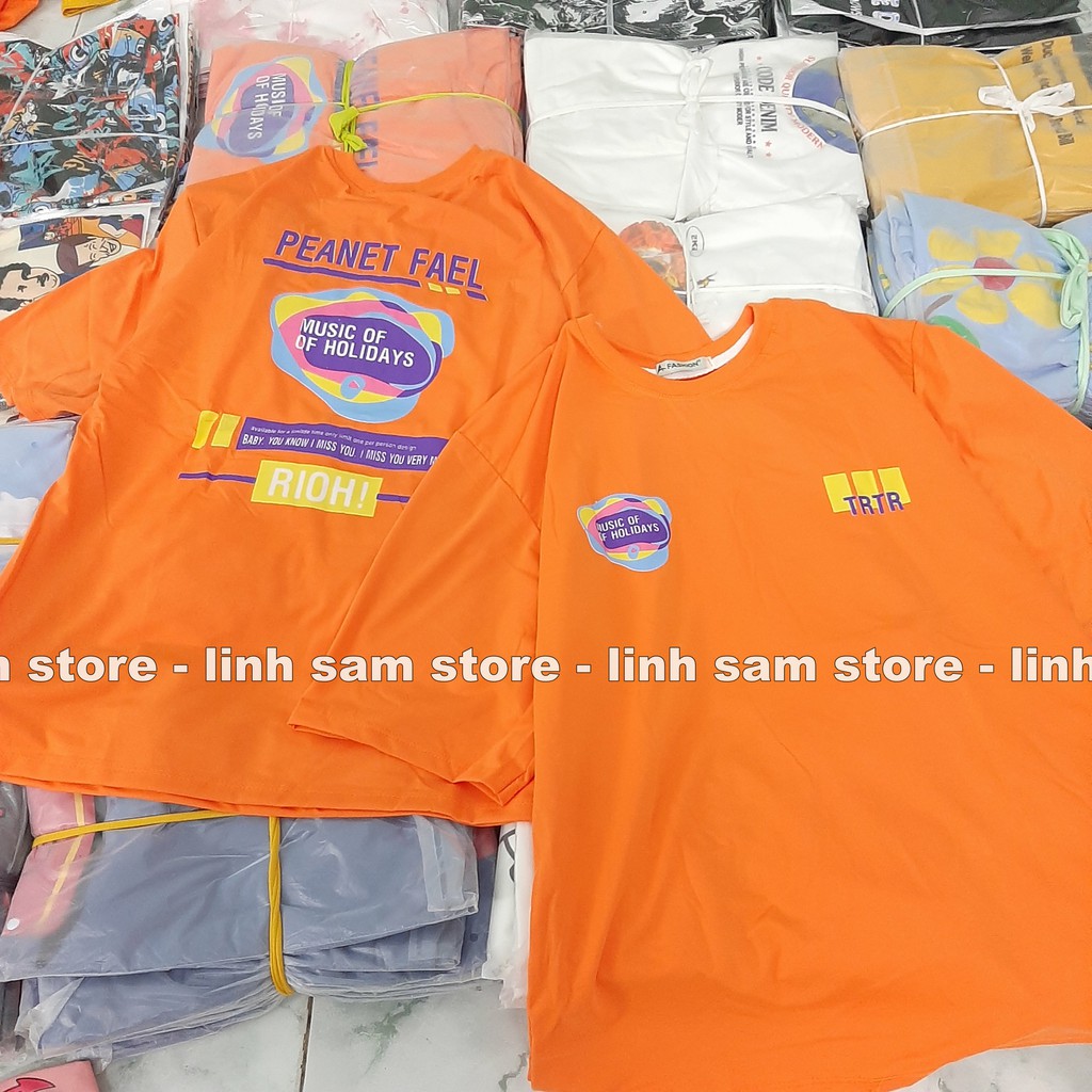 Áo thun tay lỡ nữ freesize phông form rộng dáng Unisex, mặc lớp, nhóm, cặp in chữ PEANET FAEL màu cam | BigBuy360 - bigbuy360.vn