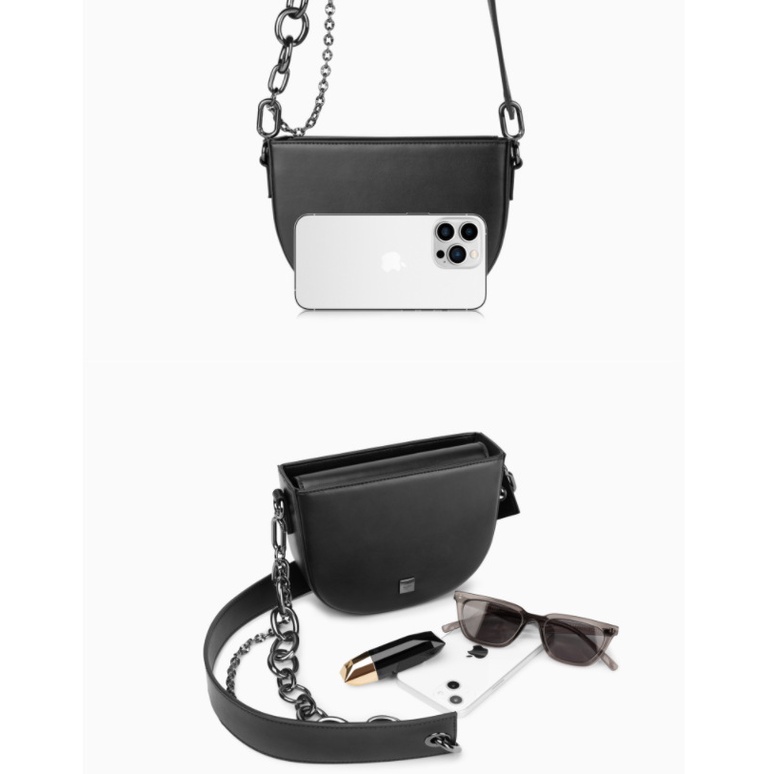 Túi Xách Đeo Vai Hình Bán Nguyệt Phối Dây Xích Phong Cách Thời Trang Hàn Quốc 2022 Dành Cho Nữ