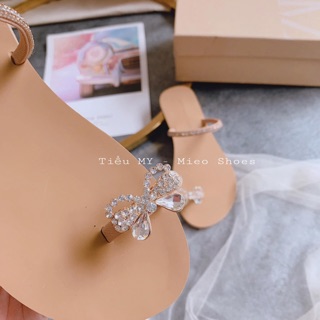 Dép xỏ ngón đi biển nơ đá 1 quai siêu xinh-Kèm ảnh thật