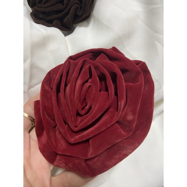 Hoa hồng trang trí gắn áo váy túi ví side 10cm hoa làm bằng vải nhung cứng budanh dày dặn mịn đẹp