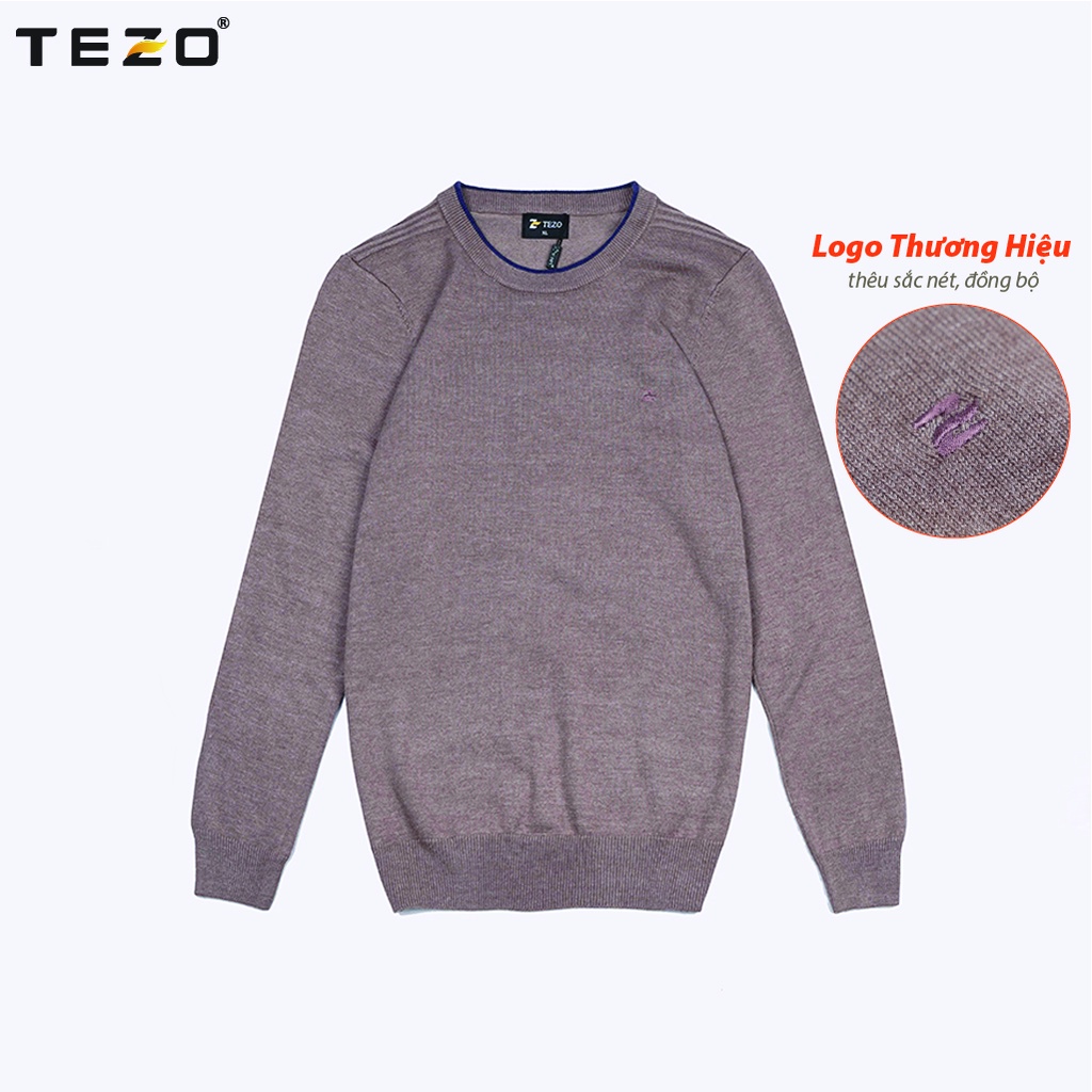 Áo len trơn nam TEZO, áo len cổ tròn phối màu bo chun tay chất len mềm mịn 4 màu mã 2110ALOT01