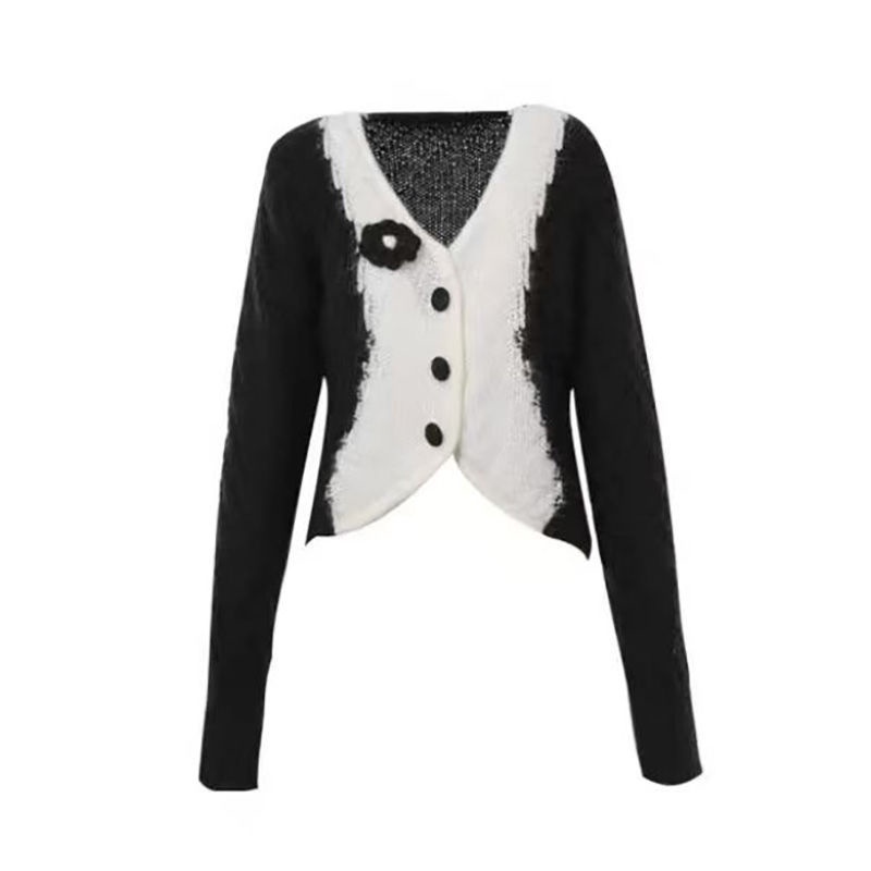 Áo Dệt Kim Tay Dài Cổ Thấp Họa Tiết Hoa Ba Chiều Thời Trang Mùa Thu Phong Cách Hàn Quốc Cho Nữ