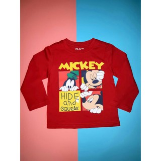 Áo dài tay in Mickey bé trai