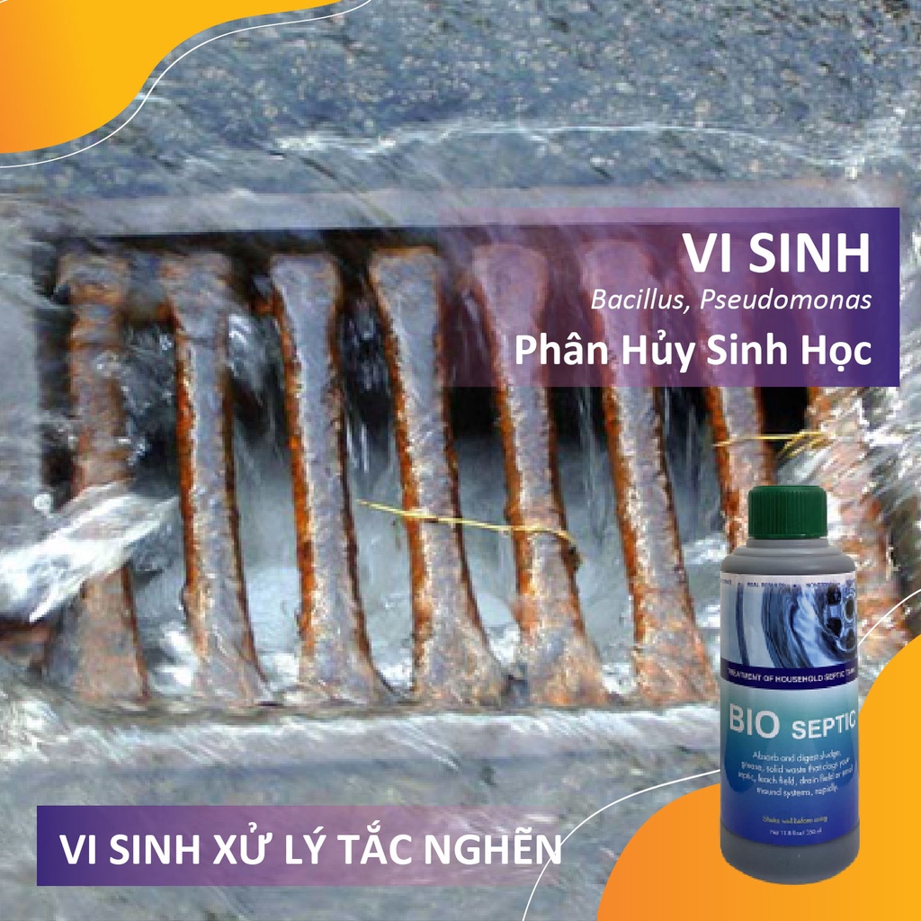 Chất thông cống - Nước vi sinh thông cống, thông tắc bồn cầu, khử mùi, vi sinh hữu cơ an toàn Bio Septic  350ml
