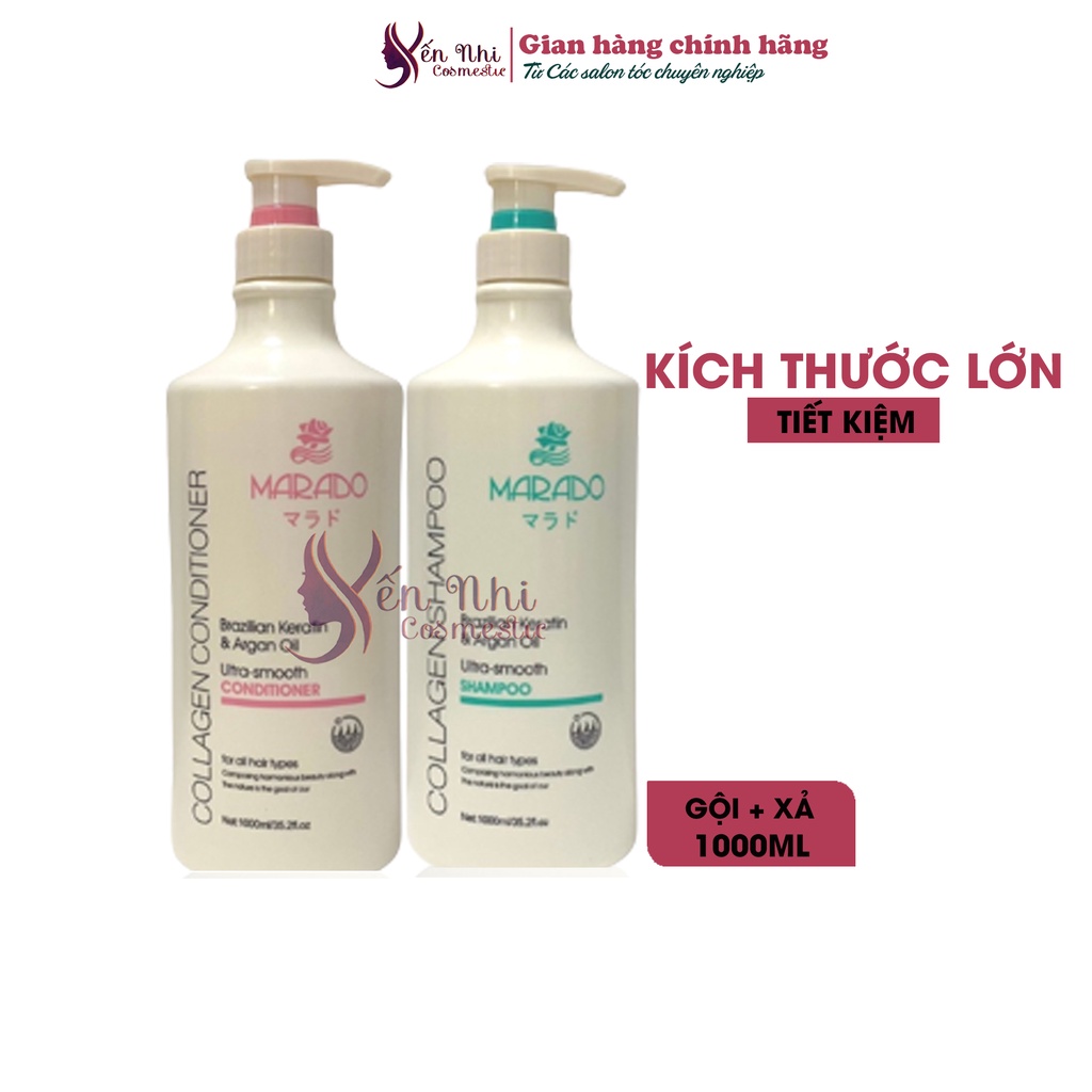 Dầu gội Marado collagen phục hồi tóc hư tổn, cung cấp độ ẩm, bảo vệ màu tóc 1000ml, mỹ phẩm tóc yến nhi