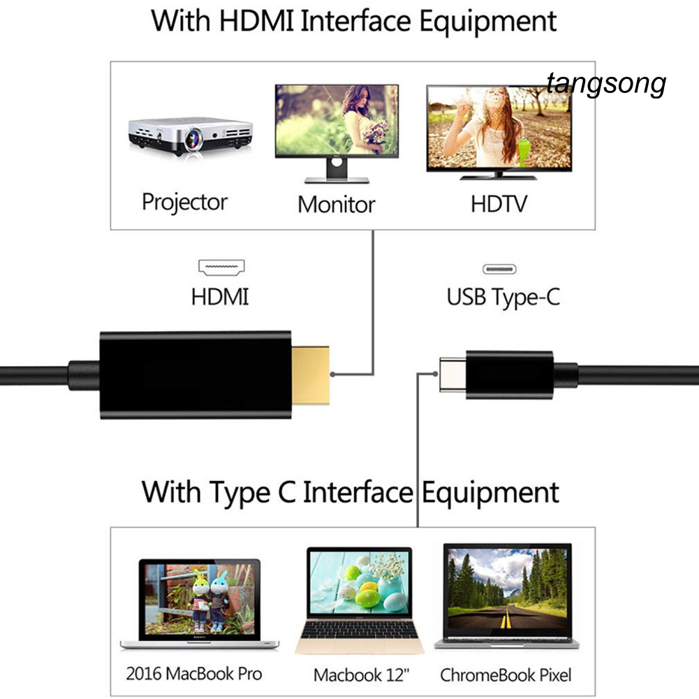 Cáp Chuyển Đổi Ts-1.8M Usb 3.1 Type-C Sang Hdmi-Compatible Hd 4k 1080p