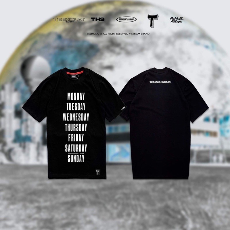 Áo Thun Unisex TeeHolic In 7 Ngày Màu Đen Trắng - THS