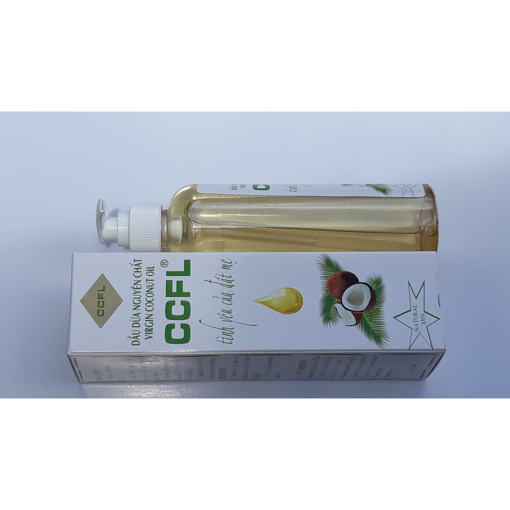 DẦU DỪA THIÊN NHIÊN CCFL, CHAI 250ML, KHÔNG CHẤT BẢO QUẢN, 100% TINH DẦU DỪA.