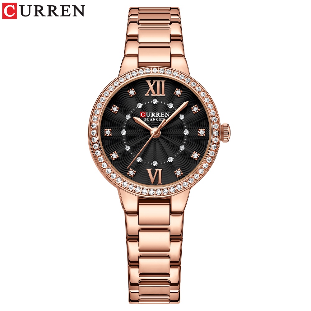 Đồng hồ thạch anh CURREN 9085X đính đá dây thép không gỉ chống nước