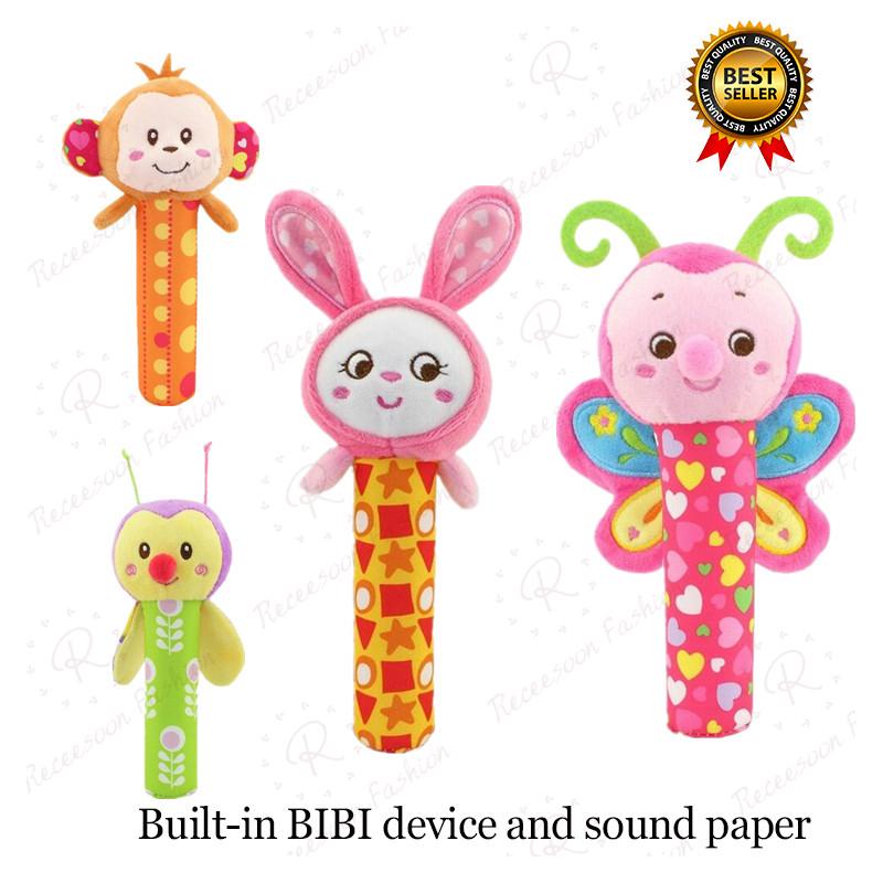 Baby Rattle Hand Grip Rod Toys Plush Animal Stick Kids Hand Bell Toy