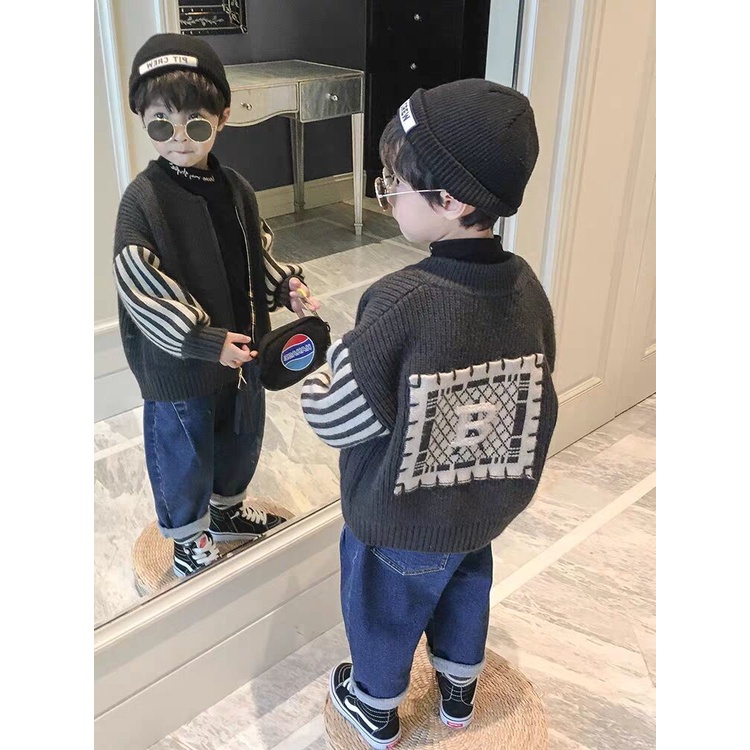 Áo khoác len cardigan thời trang thu đông phong cách Hàn Quốc cho bé trai